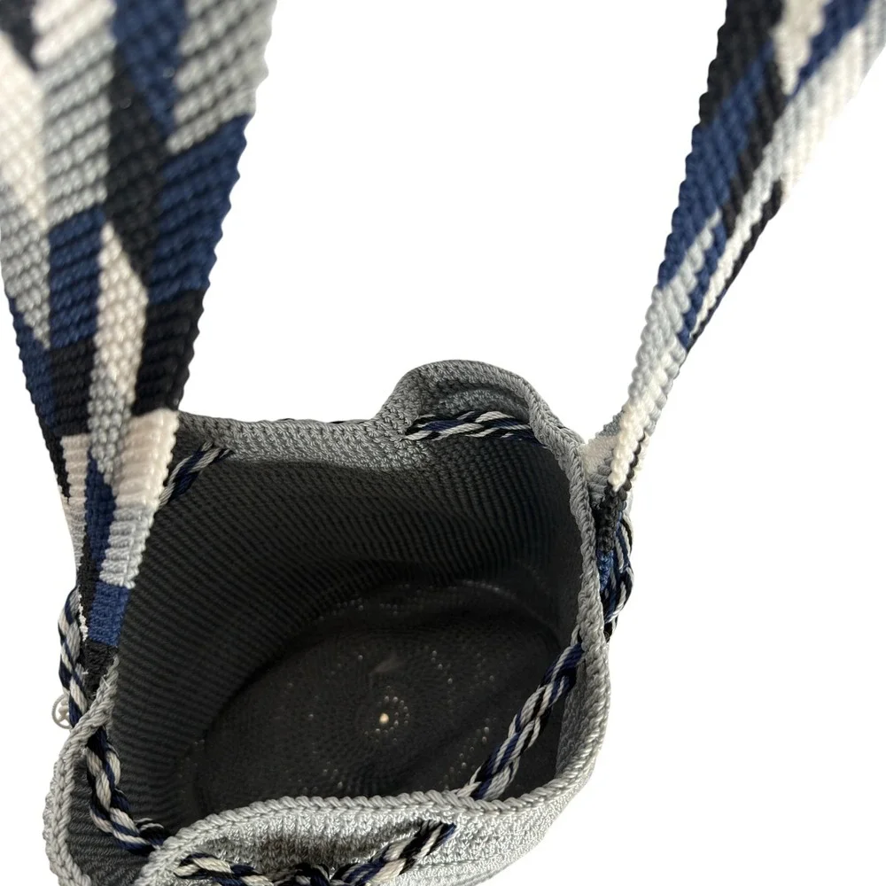 Unbranded Wayuu Style Woven Mochila Bucket Bag Gray Tassel Boho Shoulder Bag